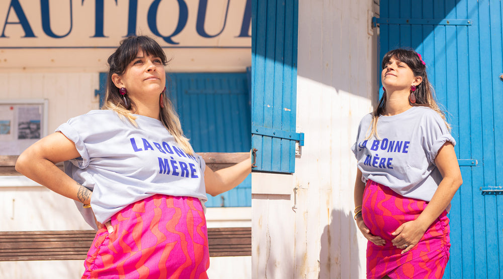 Naissance publique vêtements de grossesse et de maternité jupe courte portefeuille rose fuchsia